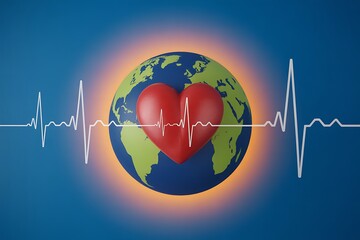 Vibrant heart beats for a healthy planet Earth symbolizing love