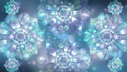 Abstract floral design with sparkles and glowing lights in blue