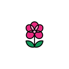 Simple Pink Flower Icon Vector Illustration