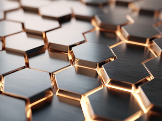 A close-up of the hexagonal honeycomb 3D texture, with glowing edges and a halo effect.