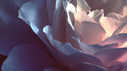 Close-Up View of a Soft Petaled Flower with Delicate Layers and Subtle Light Emphasizing Colors and Texture in a Serene and Artistic Setting