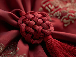 Festive red Chinese knots: a decorative concept for traditional Eastern festivals.