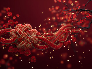 Festive red Chinese knots: a decorative concept for traditional Eastern festivals.