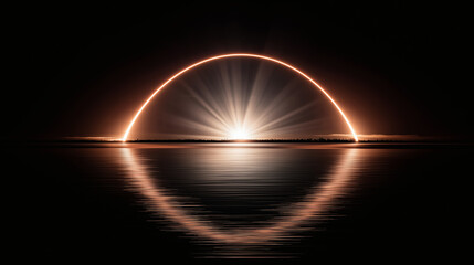 Long-exposure photographs of a rocket launch at night show light trails streaking across the deep blue night sky and reflected on the sea, a striking blend of technology and nature.