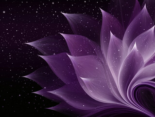 Close-up of a digital illustration of abstract fractal flowers in purple and blue, featuring glowing petals and a spiral texture effect.