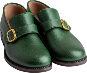 Green leather loafer gold buckle shoe stylish formal footwear classic men fashion