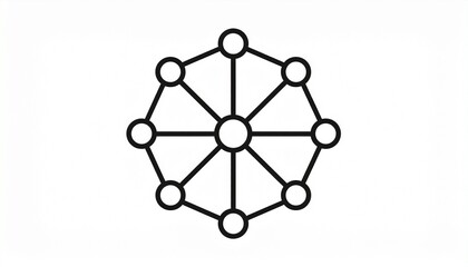 "Visualize a vibrant wheel graph with symmetrical connections and geometric harmony."