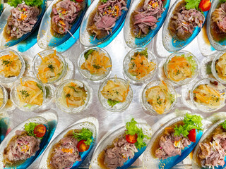 ローストビーフ前菜のビュッフェ料理 洋風オードブル