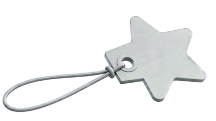 Dark Gray Star-Shaped Tag with Loop
