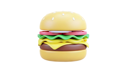 3D Render of a Cartoon Burger