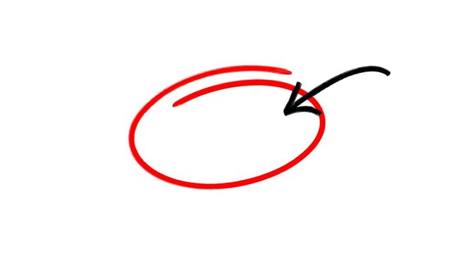 Hand-drawing stop motion oval frame circle with arrow animation