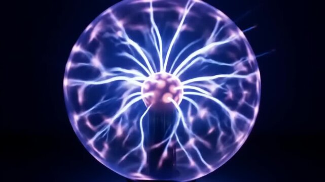 Captivating Plasma Ball Display with Electric Arcs and Luminous Filaments.