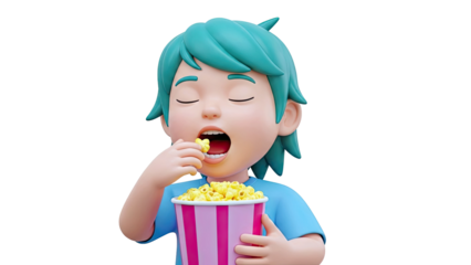 Cartoon child eating popcorn