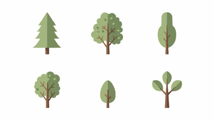 Naklejka premium Collection of six stylized flat design trees.