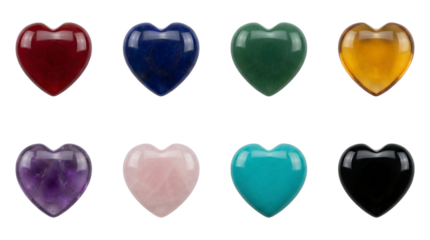 Healing Crystal Gemstone Heart Set Red Jasper Lapis Aventurine Rose Quartz Amethyst Polished Stone Collection