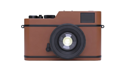 Brown Retro Camera with Lens