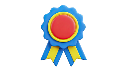 Blue and Yellow Ribbon Award with Red Center