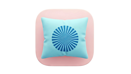 Light Blue Pillow with Sunburst Design on Pink Platform