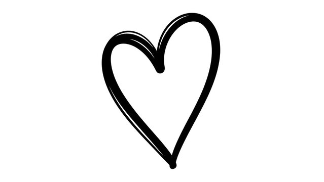 A simple hand drawn black heart symbol on a white background