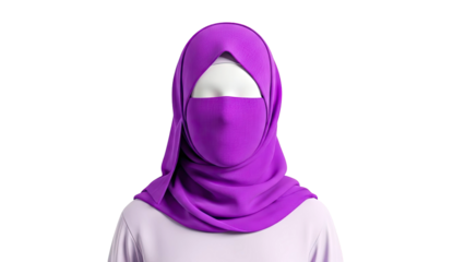 Purple Hijab and Face Covering on Mannequin