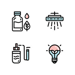 Vertical Farming Components and Hydroponic System Line Art Set.