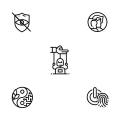 Artificial Intelligence Ethics and Security Concept Line Art Icons.

