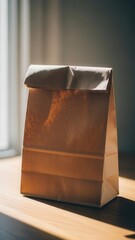 Brown Paper Lunch Bag on Table 33.