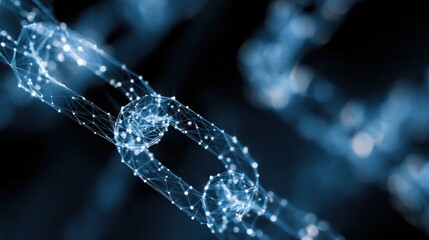 Abstract network connection glowing blue particles