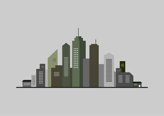 Fototapeta premium Minimalist City Skyline Vector Illustration in Neutral Colors