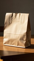 Obraz premium Brown Paper Bag on Wooden Table 6.