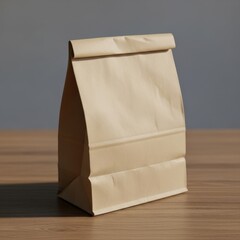 Brown Paper Packaging Bag on Table.