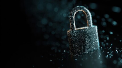 Digital security lock abstract concept with particles