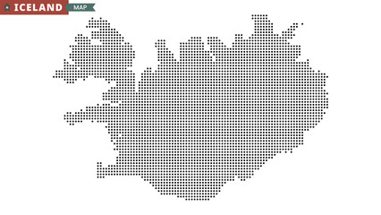 Naklejka premium Dotted map of Iceland. Black halftone country icon. Black dot map icon. Vector illustration.