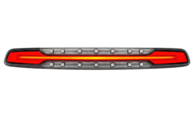 Abstract red automotive tail light design detail isolated on a transparent background