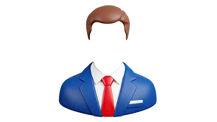 3D Avatar Icon: Blue Suit, Red Tie, Brown Hair