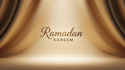Beautiful Golden Ramadan Kareem Greeting Illustration for Holy Month Invitations and Posters