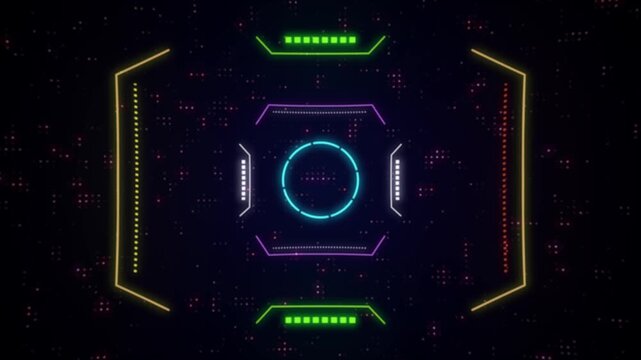 4K Colorful Animated HUD Background Footage | 4K HUD interface animation | colorful futuristic UI | digital tech background | neon data elements | sci-fi motion graphics