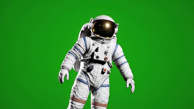 Astronaut Floating in Green Screen Space, Sci-Fi Action Scene, Visual Effects, Outer Space, Digital Art, Conceptual Environment
