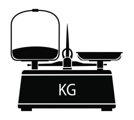 Vintage Kitchen Scale Vector Icon - Black Minimalist Mechanical Weighing Balance for Culinary, Grocery, Retro Laboratory and Bakery Design