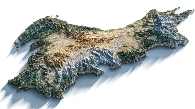 3D terrain model of geographical landscape