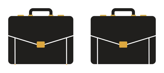 Professional Black Leather Business Briefcase Vector Icon Set - Executive Office Bag for Career, Finance, Corporate Success, and Legal Documentation