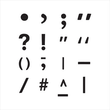 Collection of punctuation marks and mathematical vector symbols, Bold punctuation marks: quotation, period, question, exclamation