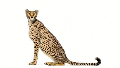 Cheetah Sitting Gracefully on White Background © coor