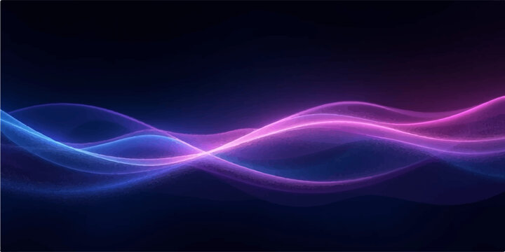 Abstract blue and purple background design featuring glowing fractal waves and digital motion lines for a high-tech wallpaper illustration with an energetic light flow texture