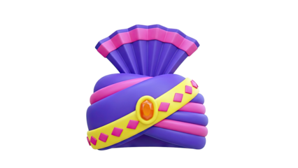 3D Rendering of a Colorful Turban with Jewel