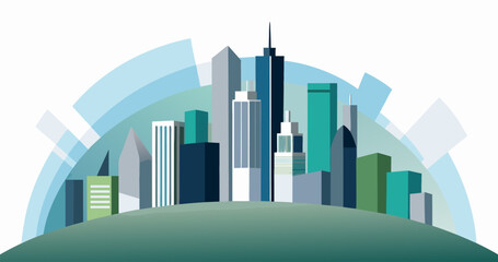 Modern Geometric City Skyline Vector Illustration Design