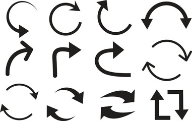 Collection of various black arrows and directional symbols