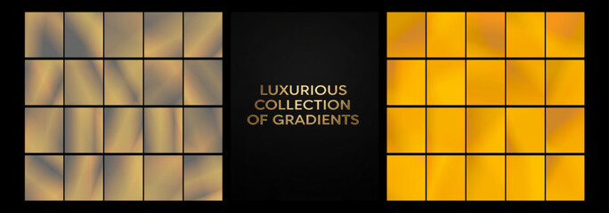 Refined series of warm bronze gradient rectangles arranged on a dark canvas, perfect for upscale branding, packaging mockups, invites, and digital layouts