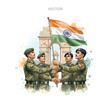 abstract freedom celebration and army parade background. India Republic day fest.