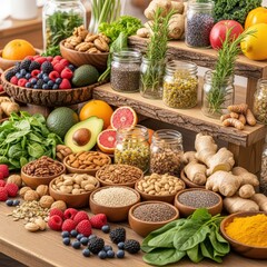 Healthy Food Ingredients on Table.